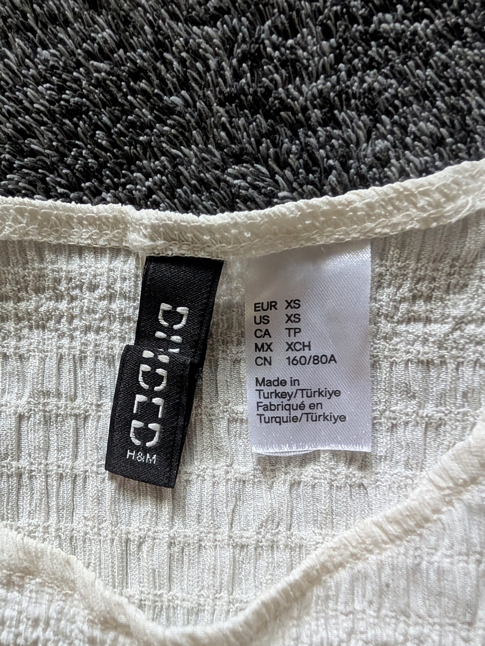 H&M Divided Ruffle Textured Blouse Cream XS - Picture 2 of 4
